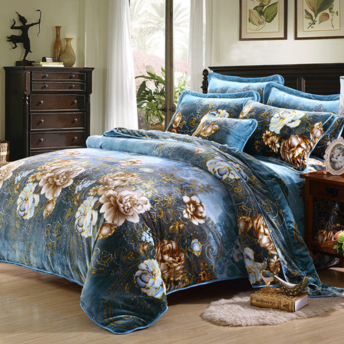 Golden Mink Plush Bedding Set