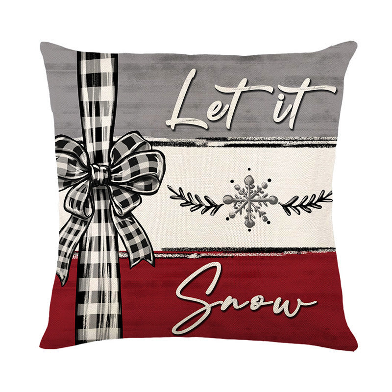 Linen Christmas Tree Printing Throw Pillowcase