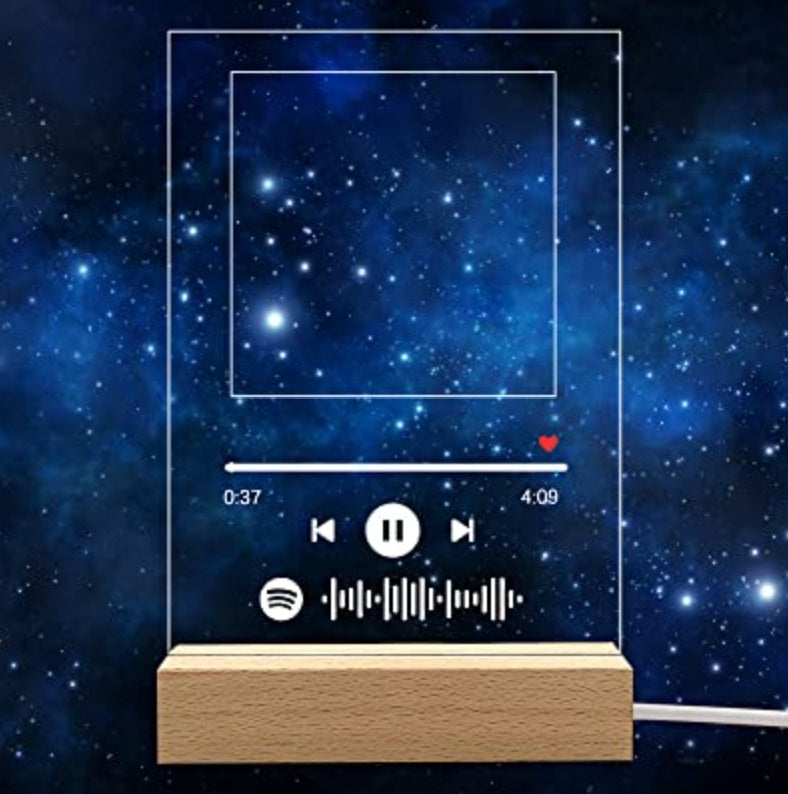 Налаштовуваний фотоальбом з обкладинкою для музичного альбому, нічник, різьблене ім'я, фоторамка з піснею
