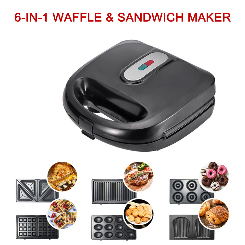 6-in-1 Breakfast Maker – Waffle, Sandwich & Grill Press