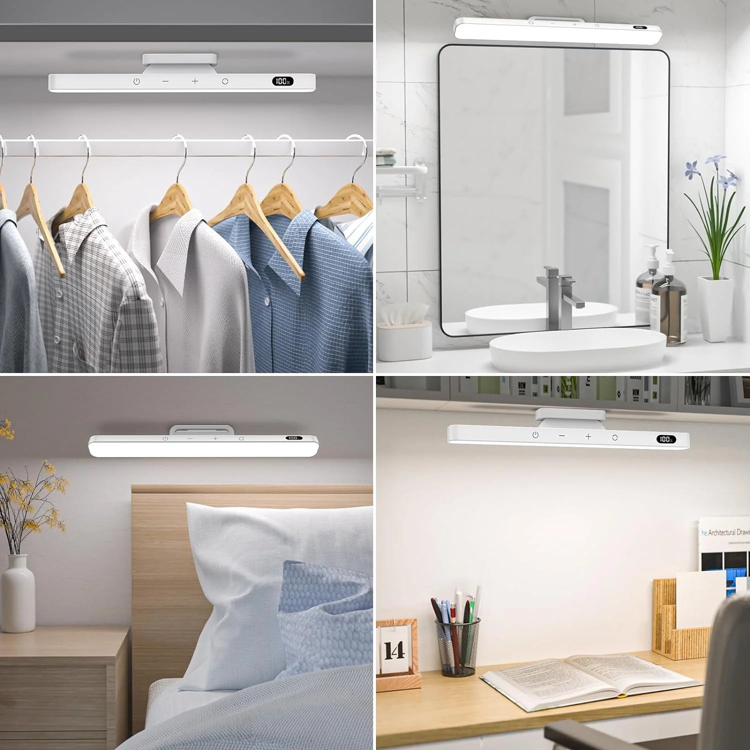 Rechargeable Dimmable LED Mirror Light – 3 Colors, 5 Brightness Levels, Magnetic & Touch-Control
