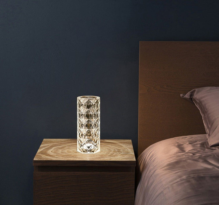 Nordic Crystal Touch Lamp – USB Rechargeable Diamond Ambient Night Light
