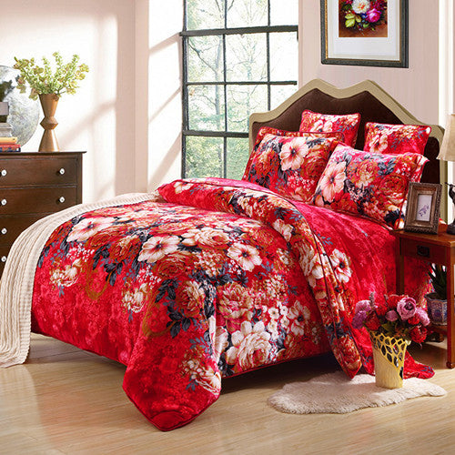 Golden Mink Plush Bedding Set