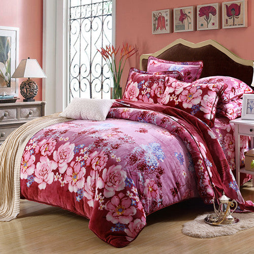 Golden Mink Plush Bedding Set