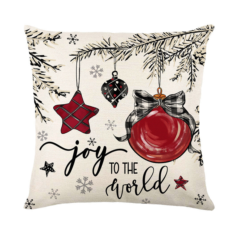 Linen Christmas Tree Printing Throw Pillowcase