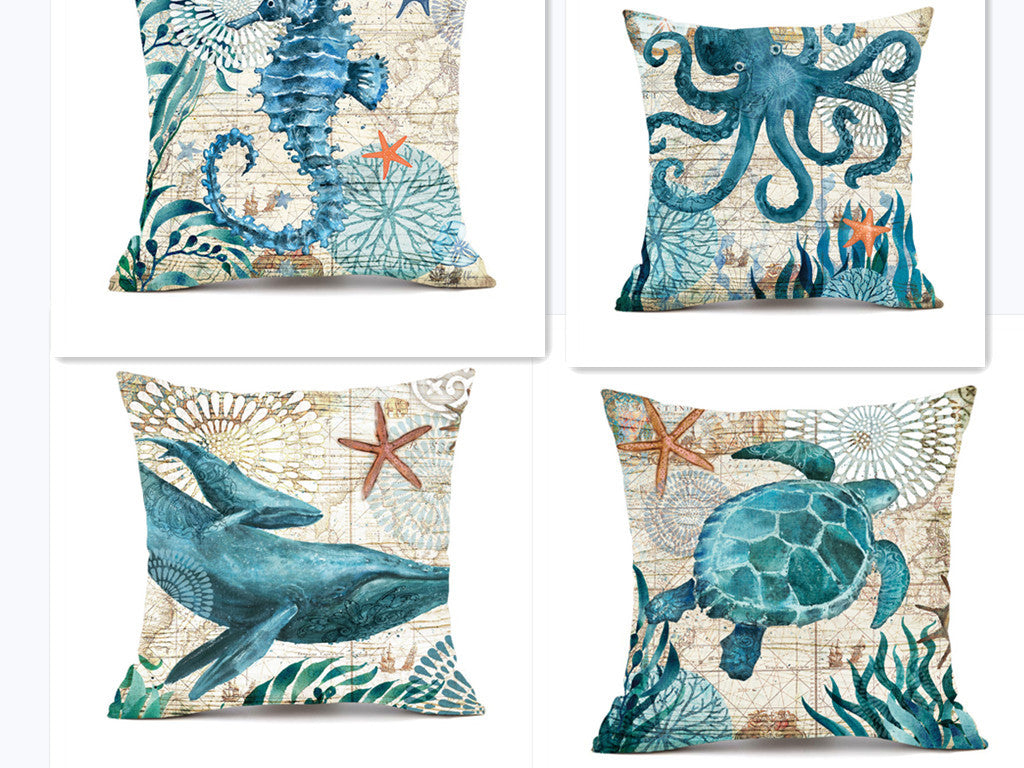 Turtle Printed Throw Pillow Cases