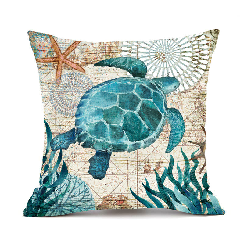 Turtle Printed Throw Pillow Cases