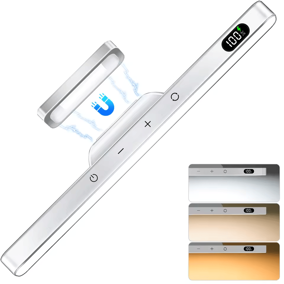 Rechargeable Dimmable LED Mirror Light – 3 Colors, 5 Brightness Levels, Magnetic & Touch-Control