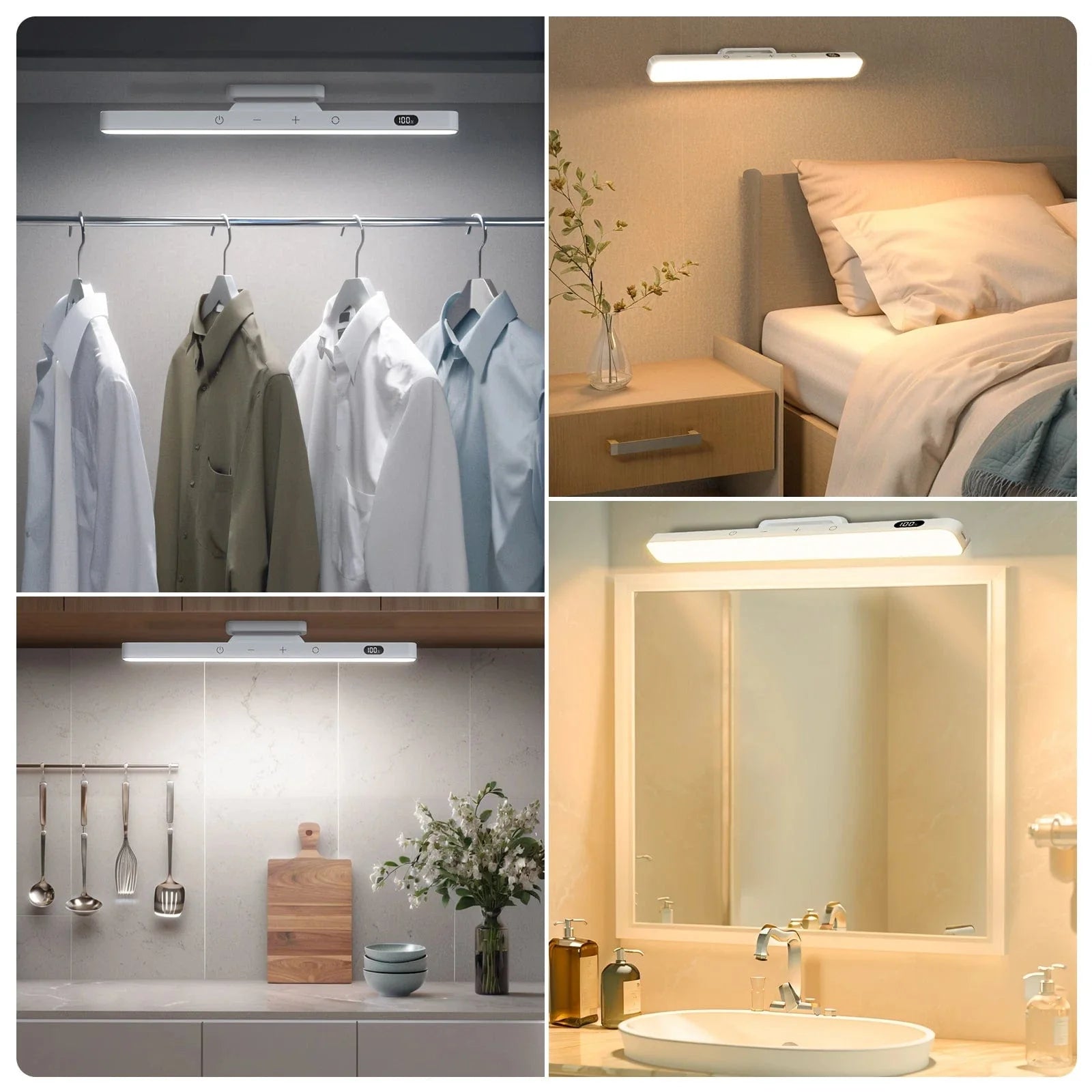 Rechargeable Dimmable LED Mirror Light – 3 Colors, 5 Brightness Levels, Magnetic & Touch-Control